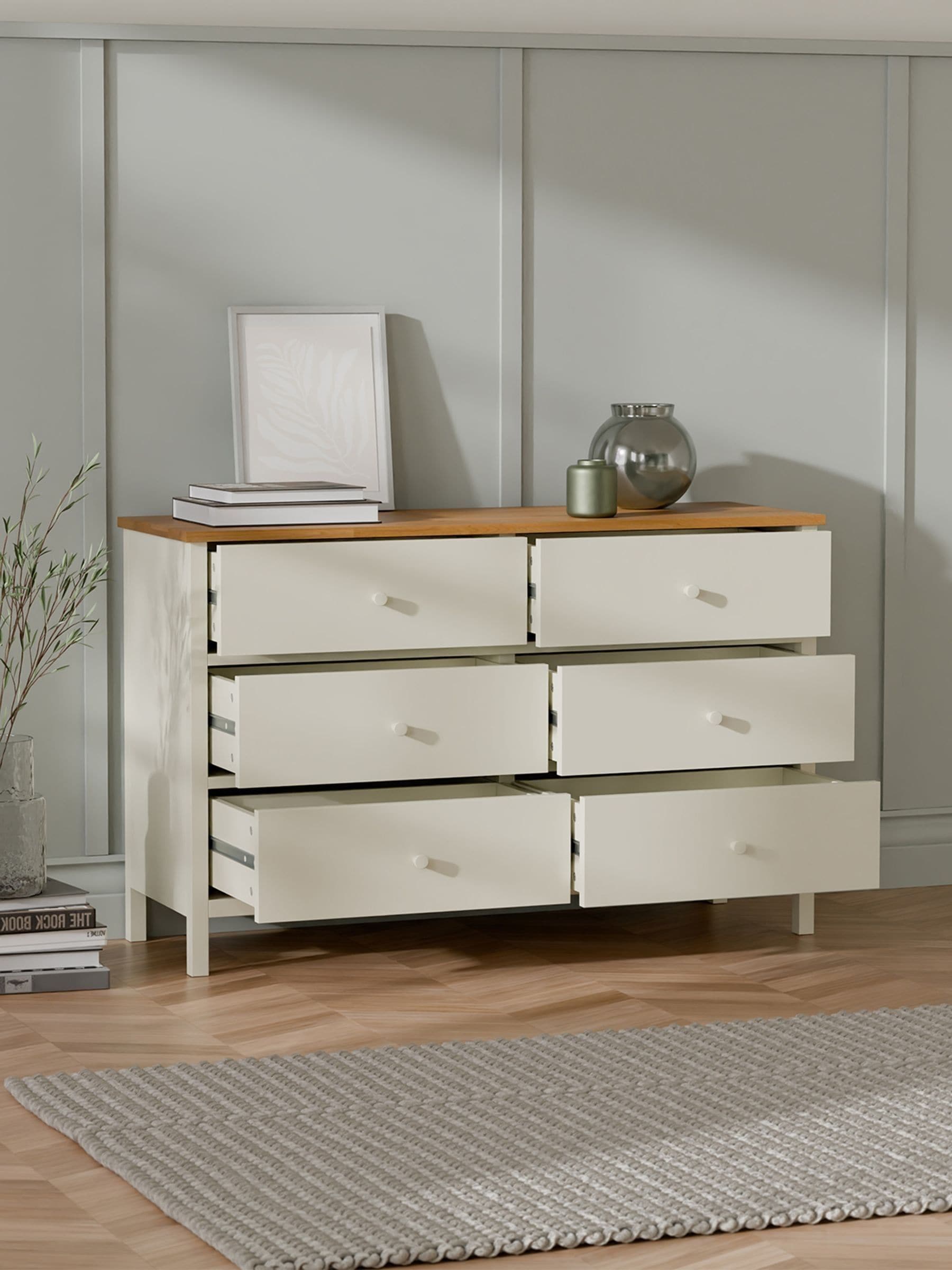 Julian Bowen Unisex Ivory/Oak Coxmoor 6 Drawer Wide Chest - Image 4