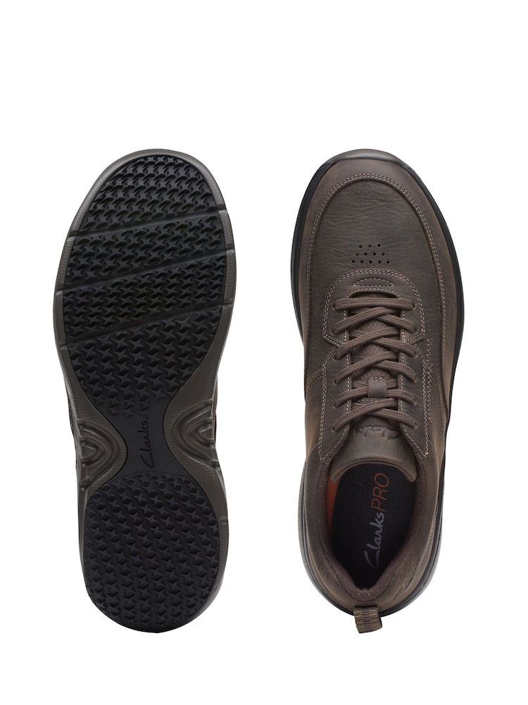 Clarks Brown Standard Fit (G) Leather ClarksPro Lace Shoes - Image 7 of 7