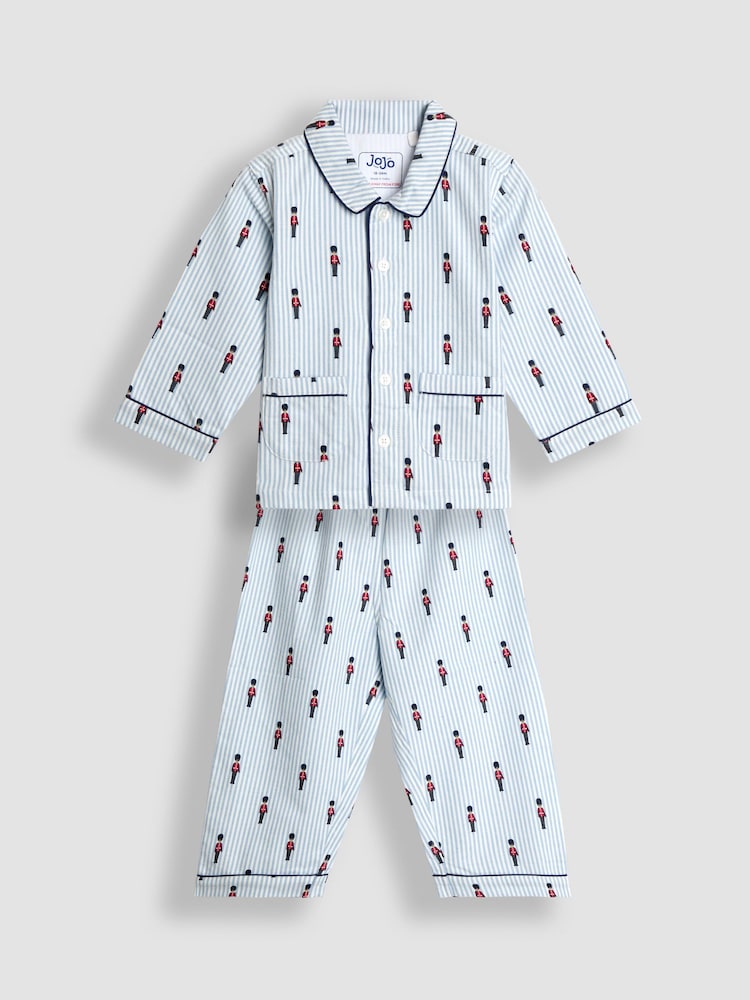 JoJo Maman Bébé Blue Soldier Woven Check Character Pyjamas - Image 1 of 6