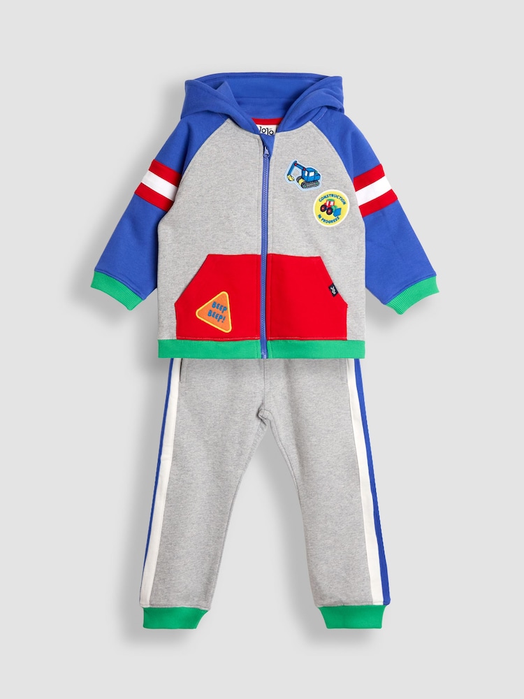 JoJo Maman Bébé Grey Racing 2-Piece Hoodie & Joggers Set - Image 1 of 9 JoJo Maman Bébé Grey Racing 2-Piece Hoodie & Joggers Set - Image 1 of 9