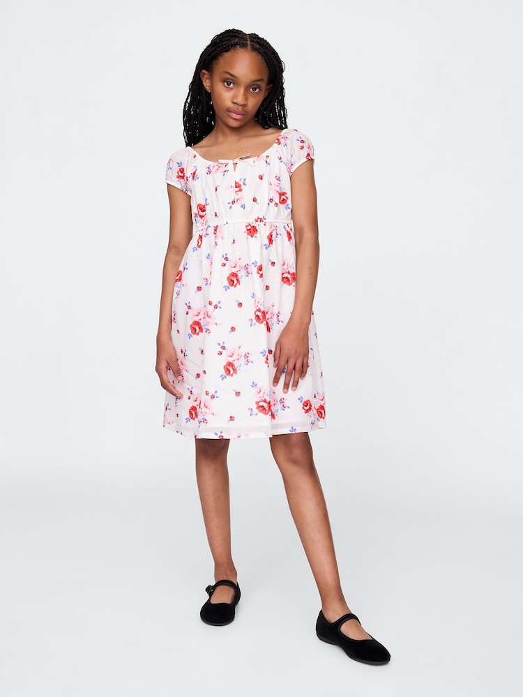 Gap White Floral Cotton Babydoll Dress (4-13yrs) - Image 1 of 4 Gap White Floral Cotton Babydoll Dress (4-13yrs) - Image 1 of 4