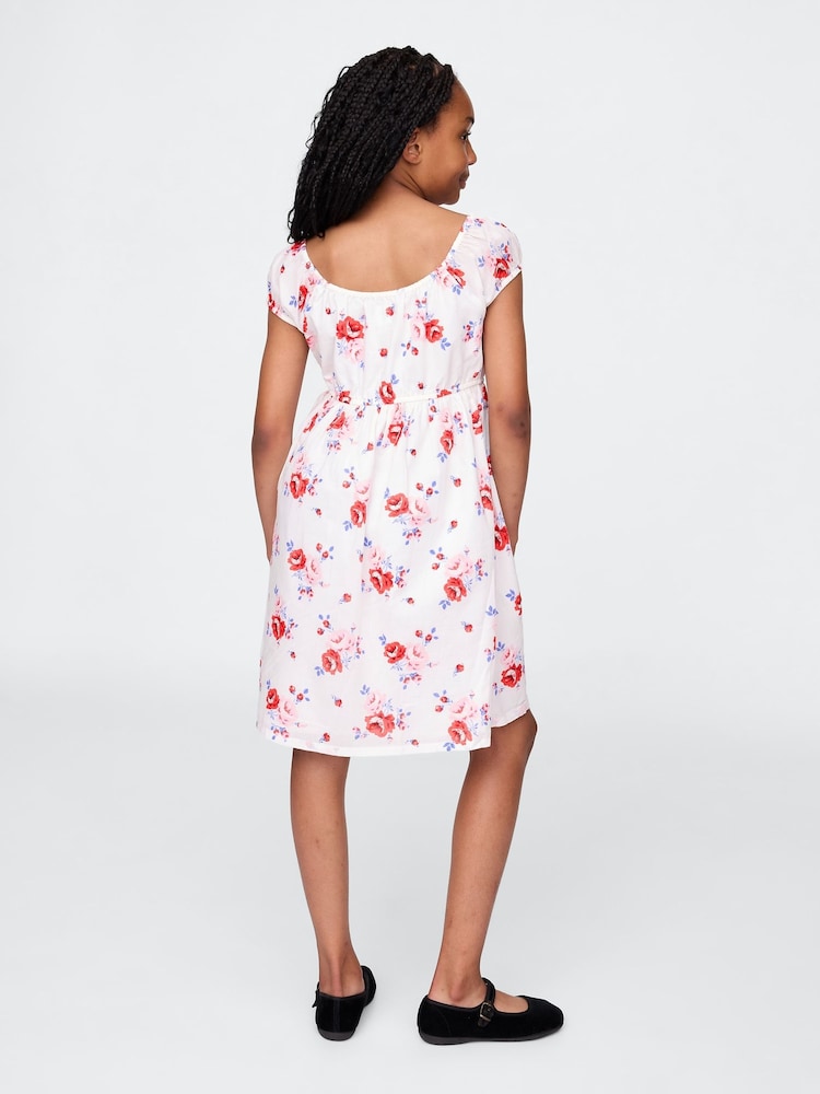 Gap White Floral Cotton Babydoll Dress (4-13yrs) - Image 2 of 4 Gap White Floral Cotton Babydoll Dress (4-13yrs) - Image 2 of 4