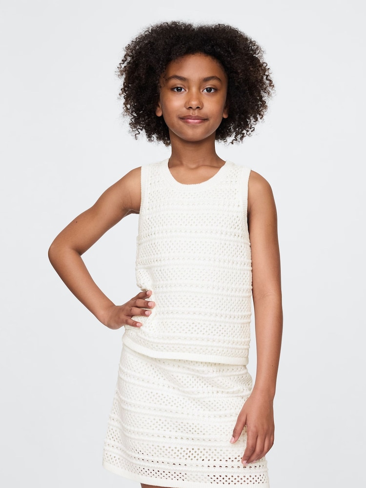 Gap White Crochet Shell Vest - Image 1 of 5