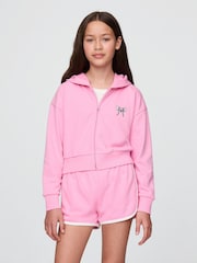 Розовый - Gap Lilo and Stitch French Terry Cropped Zip Up Hoodie (4-13yrs) - Image 1 of 5
