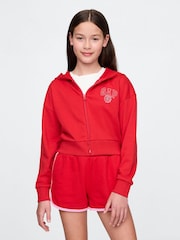 Gap Red VintageSoft Cropped Logo Zip Hoodie (4-13yrs) - Image 1 of 5