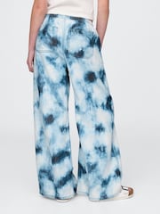 Gap Blue Tie-Dye UltraSoft Denim Tie-Dye Easy Baggy Trousers - Image 3 of 5