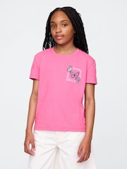 Rosa - Gap Relaxed Graphic Short Sleeve T-Shirt (4-13yrs) - Imagen 1 de 4