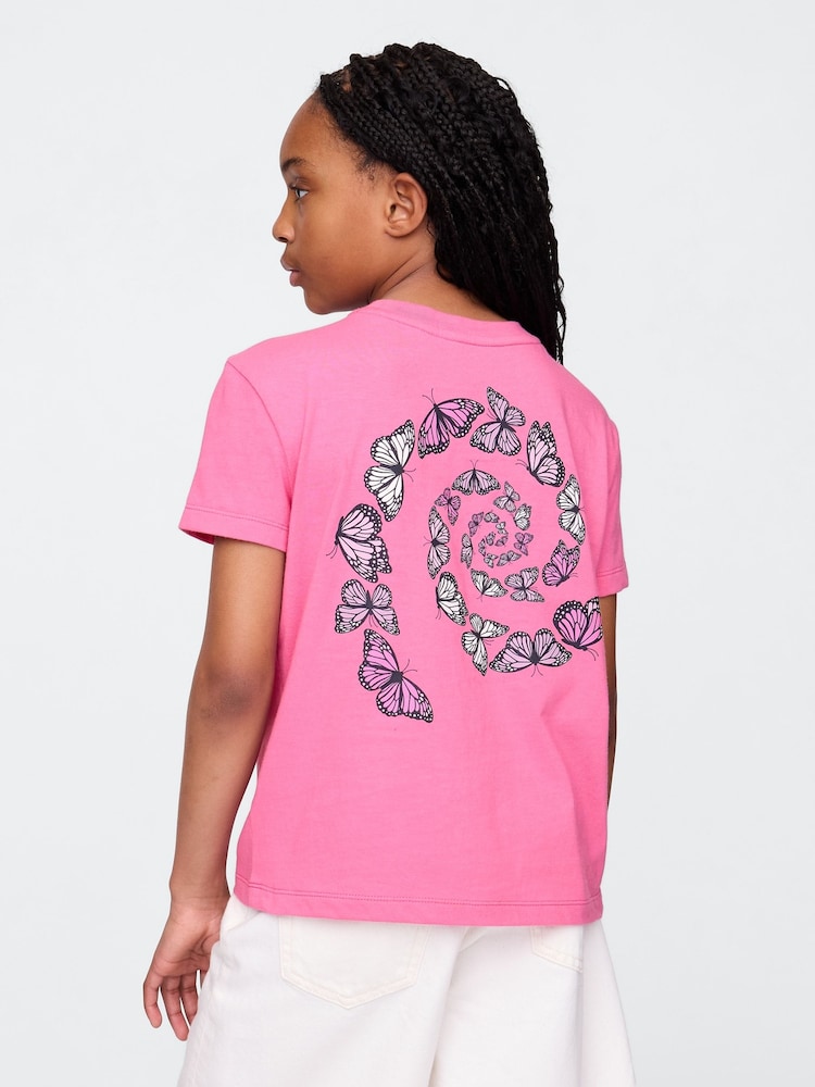 Rosa - Gap Relaxed Graphic Short Sleeve T-Shirt (4-13yrs) - Imagen 2 de 4