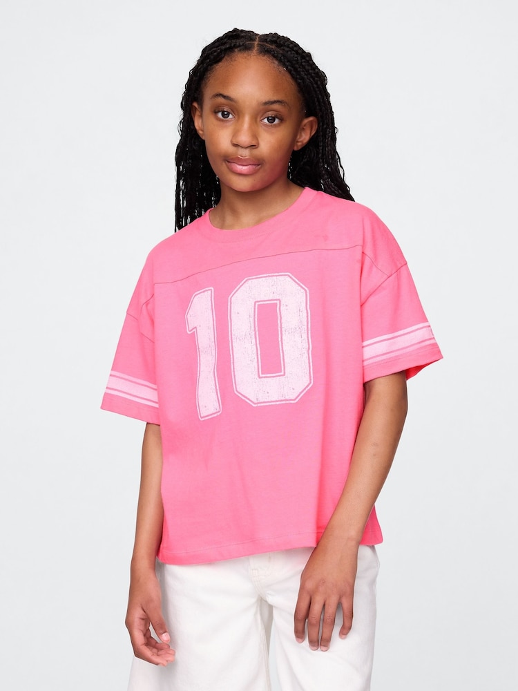 Gap Pink Varsity Jersey T-Shirt (4-13yrs) - Image 1 of 4