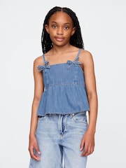 Top con peplum de denim con lazo y tirante de Gap (4-13 años) - Imagen 1 de 6