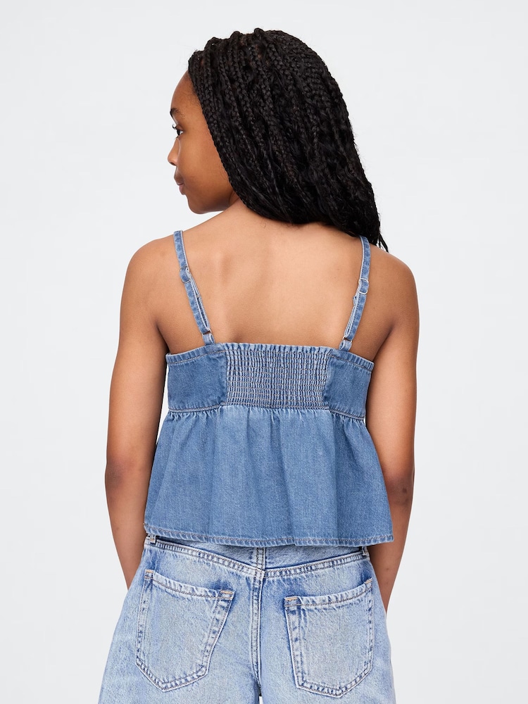 Top con peplum de denim con lazo y tirante de Gap (4-13 años) - Imagen 2 de 6