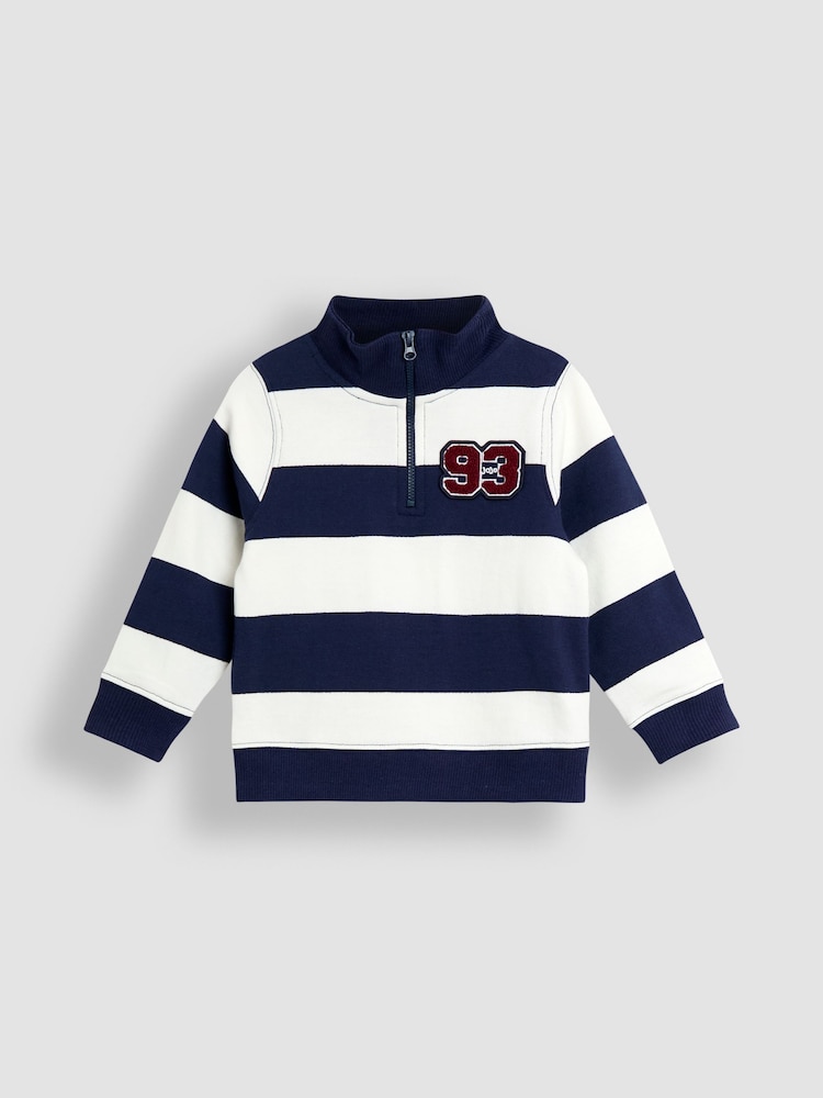 JoJo Maman Bébé Red 2-Piece Stripe Half Zip & Joggers Set - Image 2 of 6
