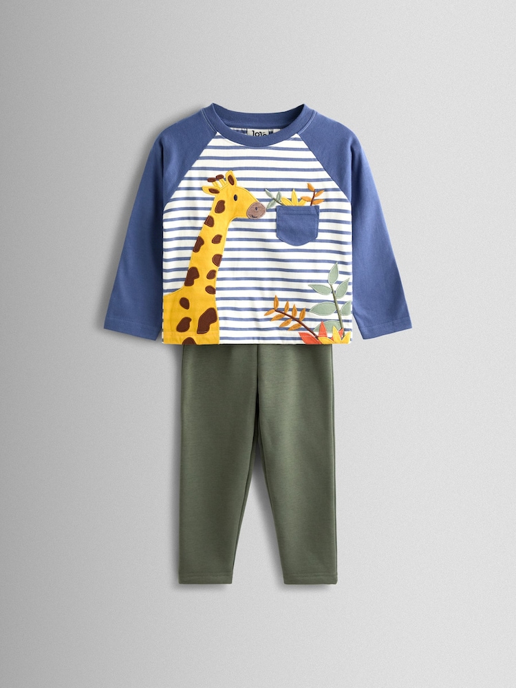 Albastru deschis - JoJo Maman Bébé 2-Piece Top & Colanți Set - Imaginea 1 din 6