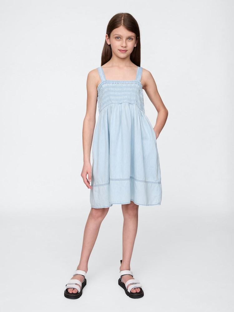 Gap Blue Smocked Denim Dress (4-13yrs) - Image 1 of 5 Gap Blue Smocked Denim Dress (4-13yrs) - Image 1 of 5