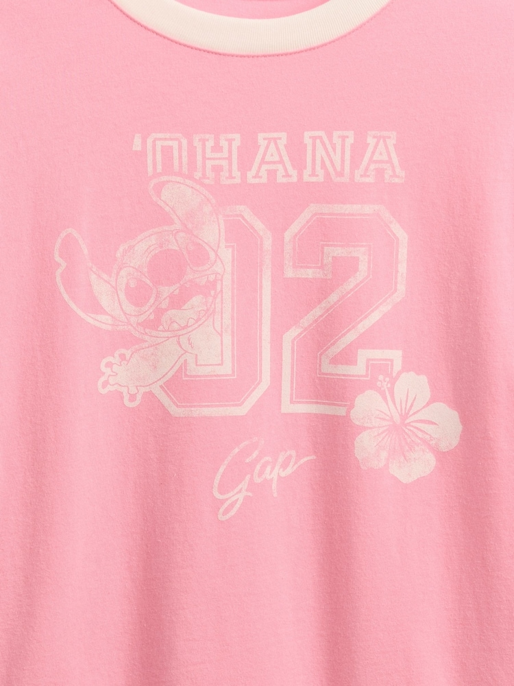 Gap Pink Lilo and Stitch Graphic Short Sleeve T-Shirt (4-13yrs) - Image 4 of 4