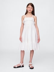 Gap White Smocked Ruffle Midi Dress - Image 1 of 5