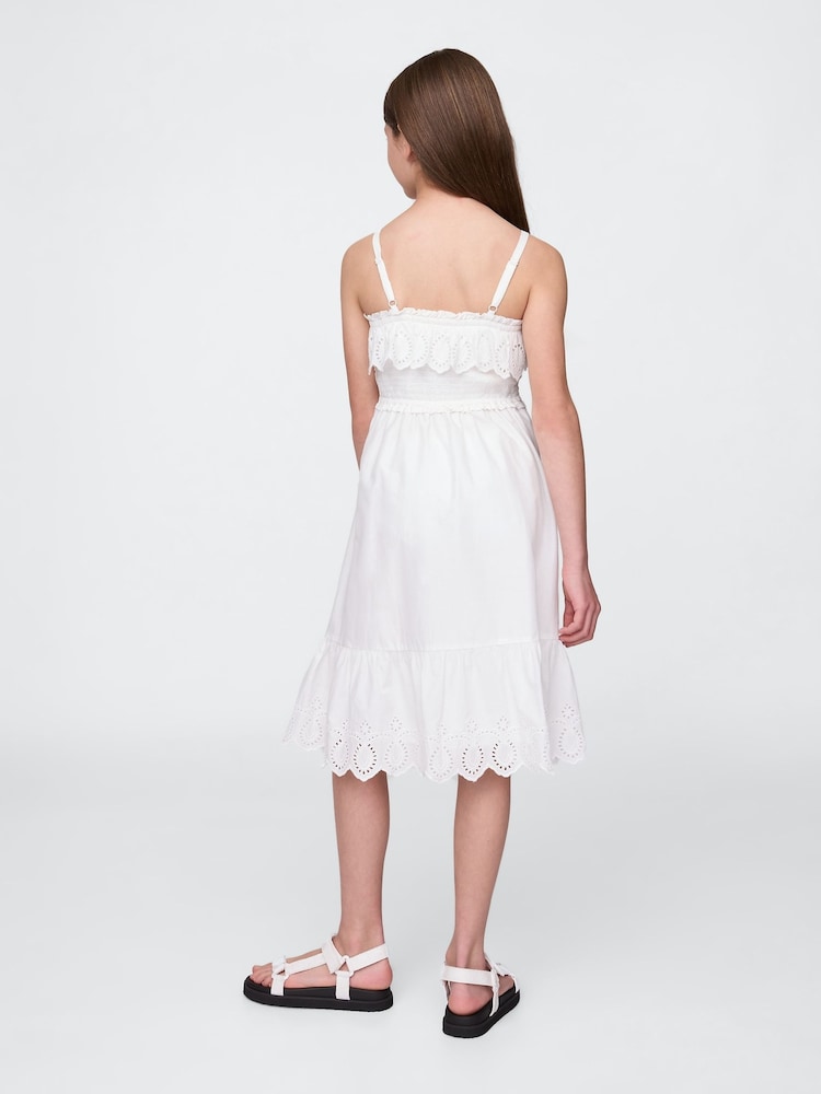 Gap White Smocked Ruffle Midi Dress - Image 2 of 5