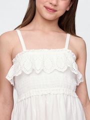 Gap White Smocked Ruffle Midi Dress - Image 3 of 5