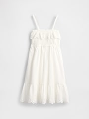 Gap White Smocked Ruffle Midi Dress - Image 4 of 5
