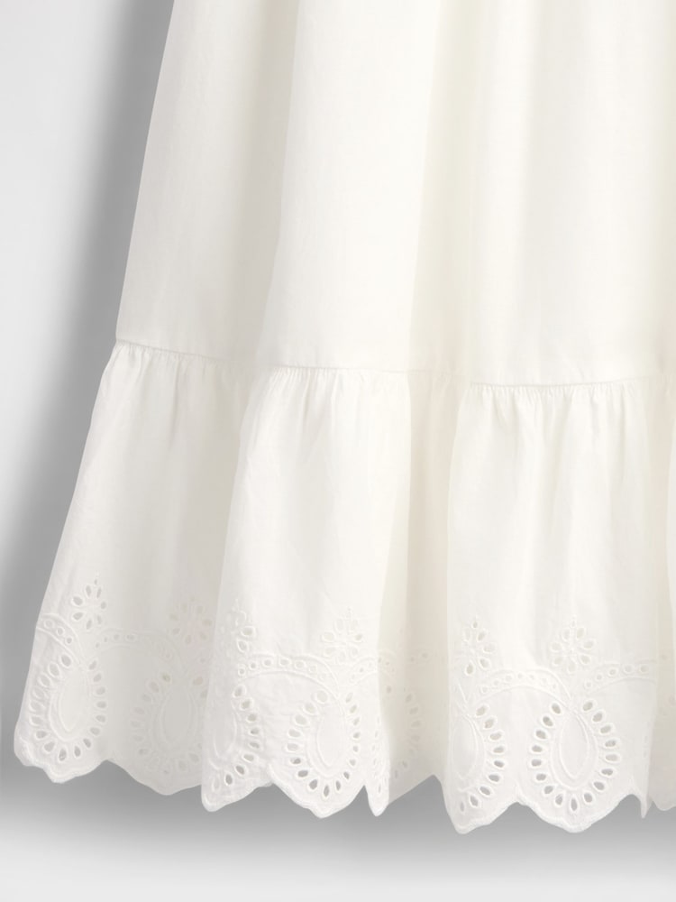 Gap White Smocked Ruffle Midi Dress - Image 5 of 5