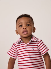 The White Company Baby Red 100% Cotton Terry Stripe Romper - Image 3 of 5