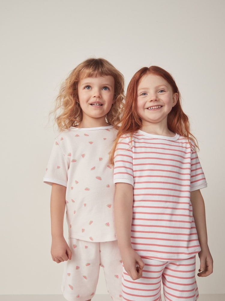 The White Company komplet kratkih pižam ozek kroj iz 100% bombaža z lubenico in belimi črtami - Slika 1 iz 6 The White Company komplet kratkih pižam ozek kroj iz 100% bombaža z lubenico in belimi črtami - Slika 1 iz 6