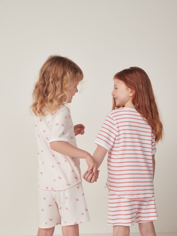 The White Company komplet kratkih pižam ozek kroj iz 100% bombaža z lubenico in belimi črtami - Slika 2 iz 6 The White Company komplet kratkih pižam ozek kroj iz 100% bombaža z lubenico in belimi črtami - Slika 2 iz 6