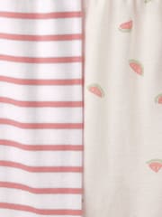 The White Company Slim Fit 100% Cotton Watermelon and Stripe White Short Pyjamas Set - Image 6 of 6