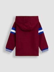 JoJo Maman Bébé Burgundy Red Varsity 2-Piece Hooded Half Zip & Joggers Set - Image 3 of 7