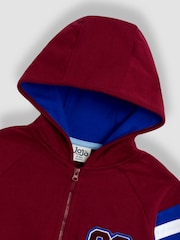 JoJo Maman Bébé Burgundy Red Varsity 2-Piece Hooded Half Zip & Joggers Set - Image 6 of 7
