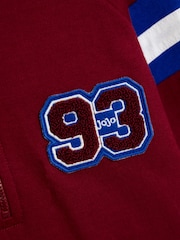 JoJo Maman Bébé Burgundy Red Varsity 2-Piece Hooded Half Zip & Joggers Set - Image 7 of 7