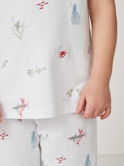 The White Company 100% Organic Cotton Under The Sea Relaxed Fit Shortie Pyjamas - Image 4 of 5