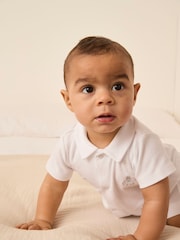The White Company 100% Cotton Beach Friends Embroidered White Rompersuit - Image 4 of 5