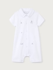 The White Company 100% Cotton Beach Friends Embroidered White Rompersuit - Image 5 of 5