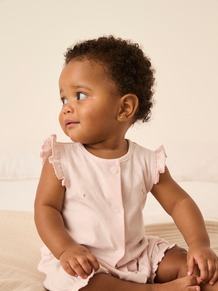 The White Company Pink 100% Cotton Seahorse Friends Embroidered Rompersuit - Image 2 of 4