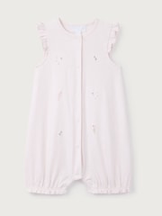 The White Company Pink 100% Cotton Seahorse Friends Embroidered Rompersuit - Image 4 of 4