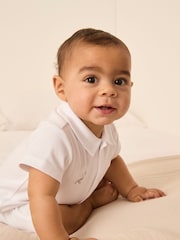 The White Company 100% Cotton Party Animals Embroidered Shorts White Rompersuit - Image 2 of 5