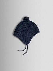 JoJo Maman Bébé Navy Cosy Pom Pom Rib Hat - Image 1 of 3
