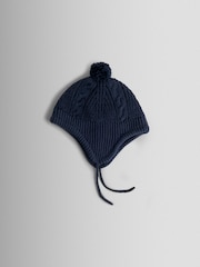 JoJo Maman Bébé Navy Cosy Pom Pom Rib Hat - Image 3 of 3