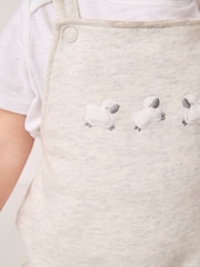 The White Company Cream 100% Cotton Sheep Embroidered Bubble and Rompersuit - Image 4 of 5