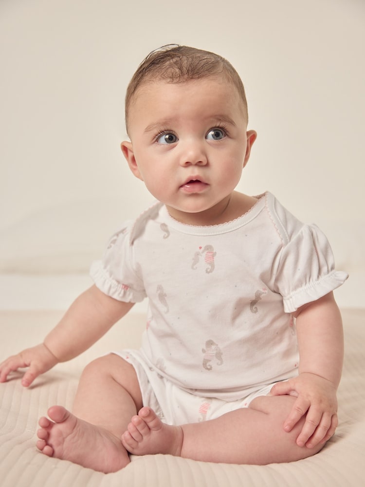 The White Company 100% Cotton Seahorse Friends White Romper - Image 1 of 4