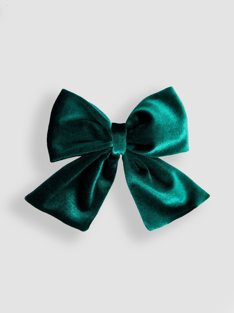 JoJo Maman Bébé Green Thin Satin Bow Clip - Image 1 of 3