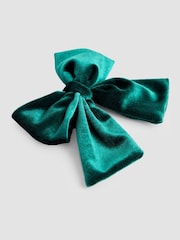 JoJo Maman Bébé Green Thin Satin Bow Clip - Image 2 of 3