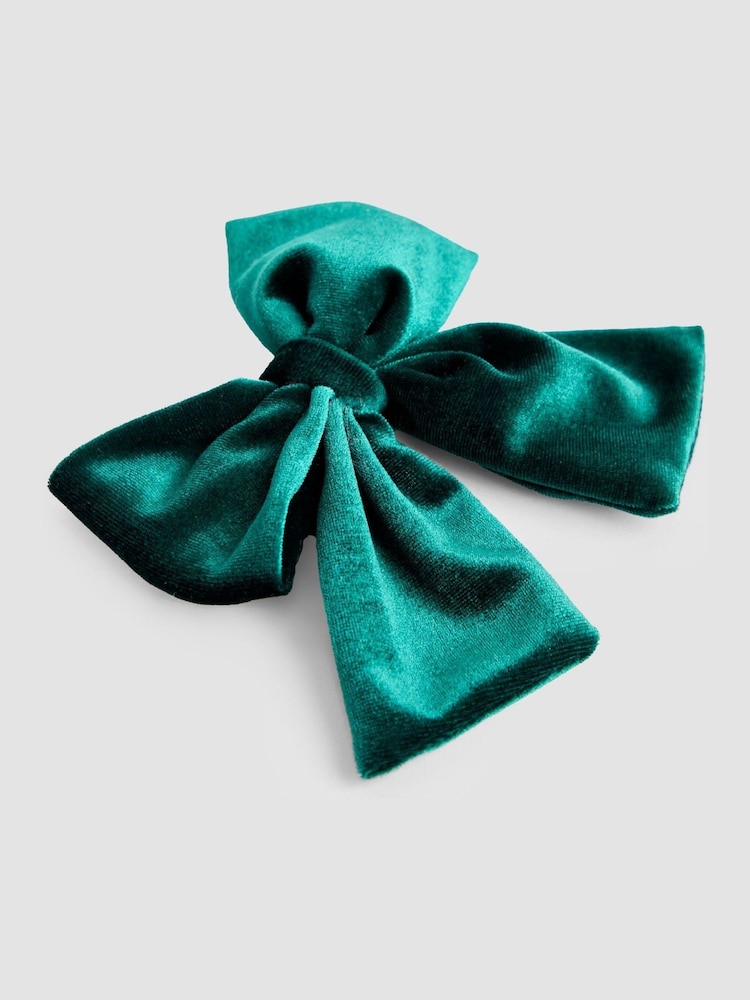 JoJo Maman Bébé Green Thin Satin Bow Clip - Image 2 of 3