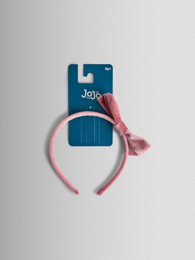 JoJo Maman Bébé Pink Tartan Ruffle Headband - Image 1 of 4
