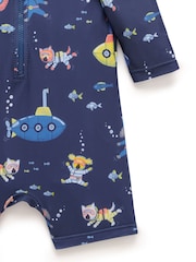 Purebaby Blue Submarine Long Sleeve Swim Sunsuit - Image 4 of 5