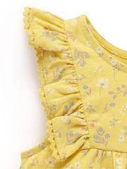 Purebaby Yellow Sunshine Ruffle 100% Cotton Shortie Rompersuits - Image 2 of 4