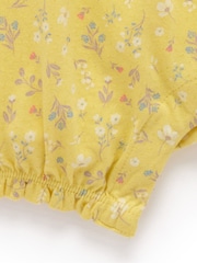 Purebaby Yellow Sunshine Ruffle 100% Cotton Shortie Rompersuits - Image 4 of 4