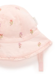 Purebaby Pink Embroidered 100% Cotton Sun Hat - Image 2 of 2