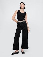 Gap Black High Waisted Stride Wide-Leg Ankle Jeans - Image 1 of 6